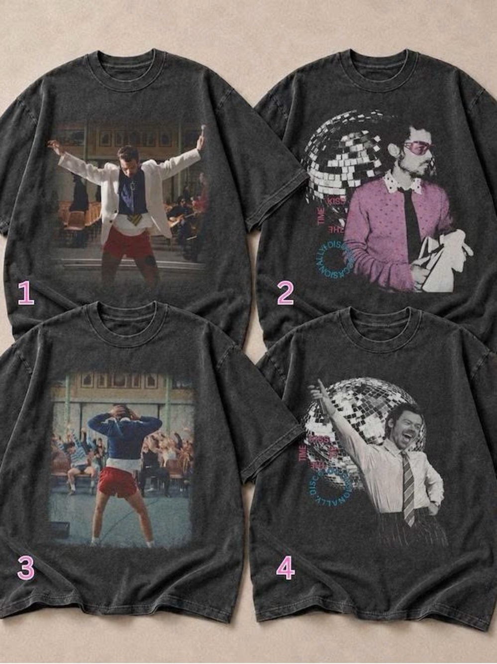 Men's Vintage-Style Black Graphic Tee with Multicolor Prints